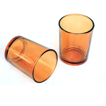 10 Pack Orange Glass Votive Tealight Candle Holders House Party Centerpiece Xmas Wedding Decor Glass Candlestick Party Decorations Bridal Baby Shower Event