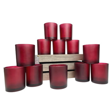 20 Pack Red Frosted Glass Votive Tealight Candle Holders Valentines Day Xmas Wedding Decor Glass Candlestick Party Decorations Bridal Baby Shower Event - 0