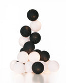 1 Set of 20 LED Black White 5cm Cotton Ball Battery Powered String Lights Xmas Gift Home Wedding Party Bedroom Decoration Outdoor Indoor Table Centrepiece-1