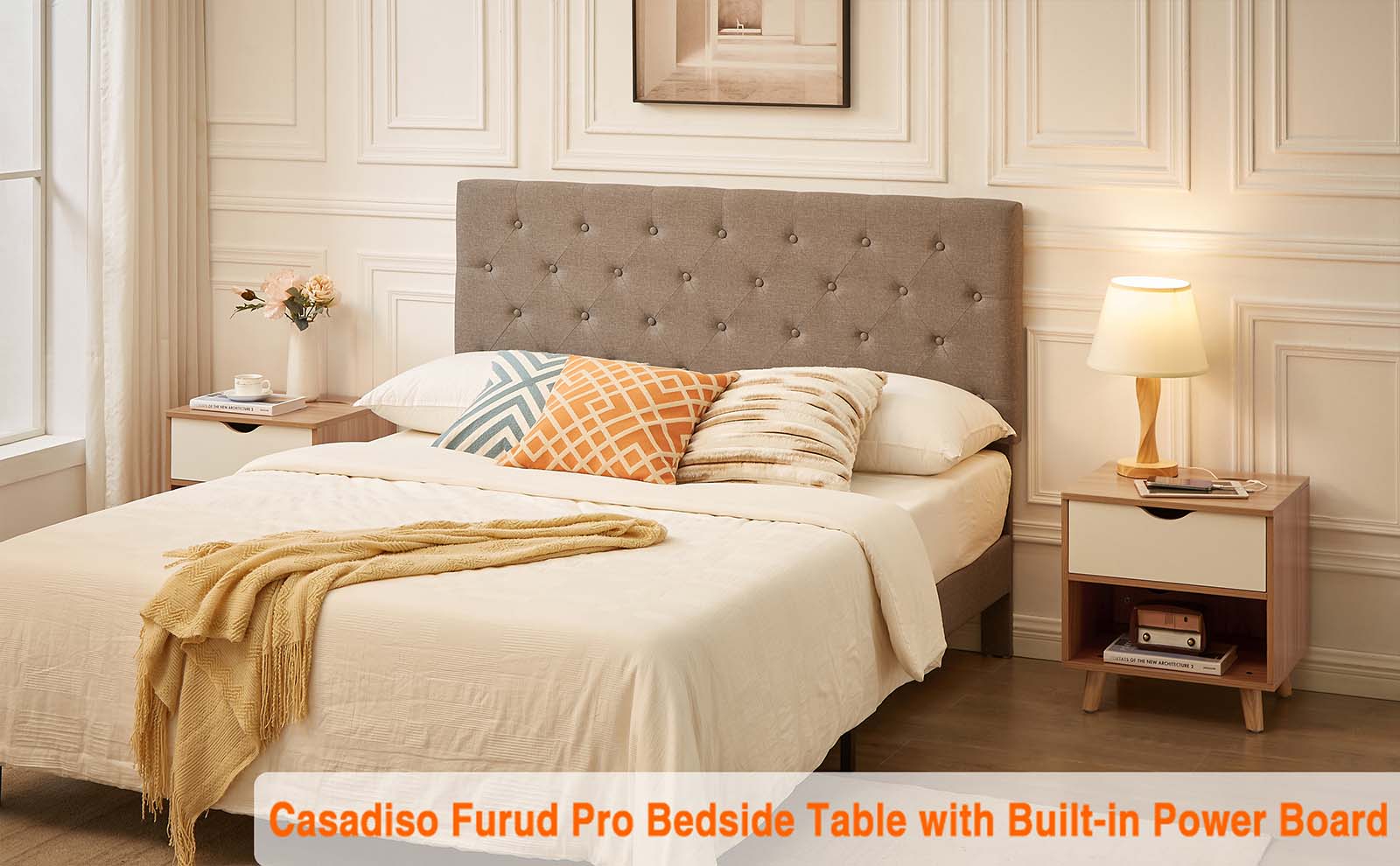 Casadiso Bedside Table with Integrated Powerboard & USB Ports（Casadiso Furud Pro