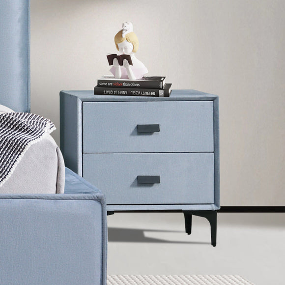 Estella Queen Fabric 4pc Bedroom Suite With Linear Division & Button Studding Headboard