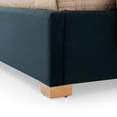 Austin Bed Frame Polyester Turquoise Fabric Padded Upholstery High Quality Slats Polished Stainless Steel Feet-6