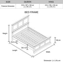 King Bed Frame in Solid Wood with Slats Support in Grey colour-6
