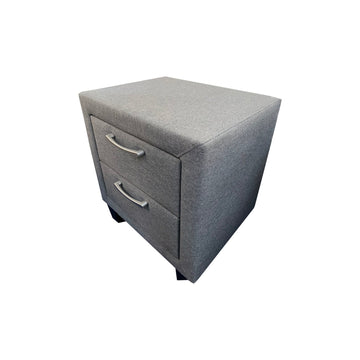 Bedside Table 2 drawers Night Stand Upholstery Fabric Storage in Light Grey Colour - 0