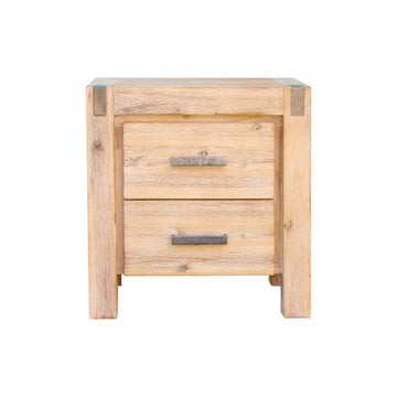 Bedside Table 2 drawers Night Stand Solid Wood Acacia Oak Colour