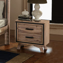 Bedside Table 2 drawer Night Stand with Solid Acacia Storage in Sliver Brush Colour-1