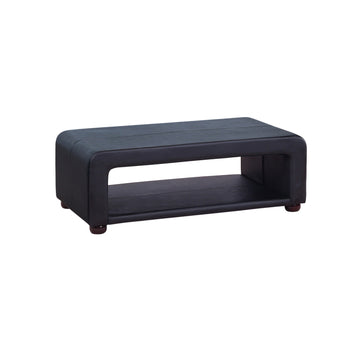 Coffee Table Upholstered PU Leather in Black Colour with open storage - 0