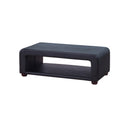 Coffee Table Upholstered PU Leather in Black Colour with open storage-3