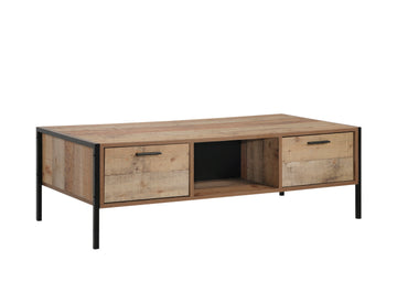 Coffee Table 2 Drawers Particle Board Storage in Oak Colour - 0