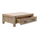 Coffee Table Solid Acacia Wood & Veneer 1 Drawers Storage Oak Colour-3