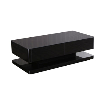 Stylish Coffee Table High Gloss Finish in Shiny Black Colour with 4 Drawers Storage - 0