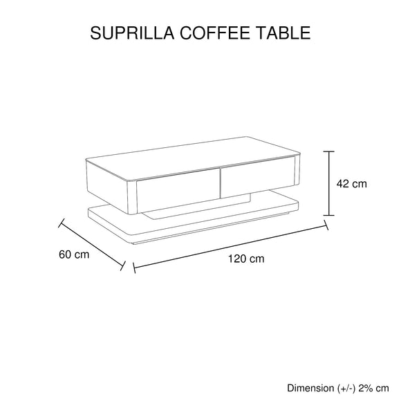 Stylish Coffee Table High Gloss Finish in Shiny Black Colour with 4 Drawers Storage