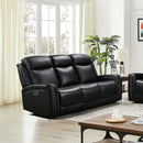 3 Seater Electric Leather/PVC Black Recliner-1
