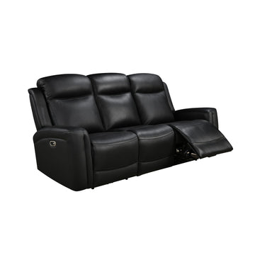 3 Seater Electric Leather/PVC Black Recliner - 0