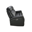 3 Seater Electric Leather/PVC Black Recliner-3