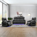 3-1-1 Seater Electric Air Leather Dark Grey Recliner Set-1
