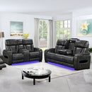 3-2 Seater Electric Air Leather Dark Grey Recliner Set-1