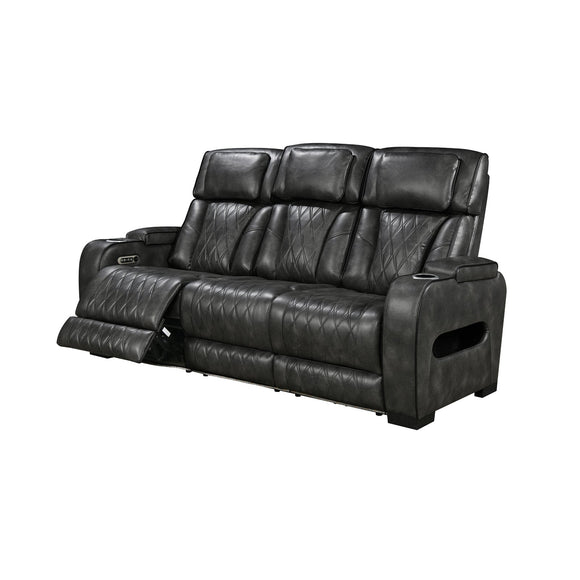 3-2 Seater Electric Air Leather Dark Grey Recliner Set