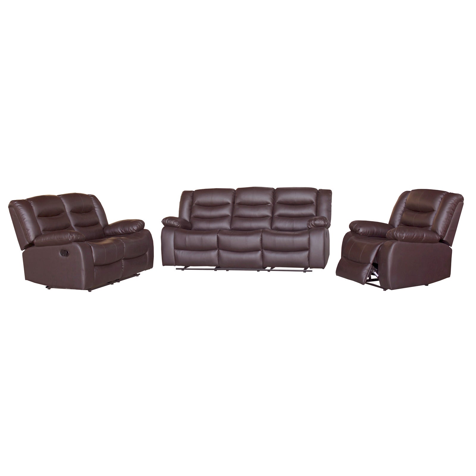 3+2+1 Seater Recliner Sofa In Faux Leather Lounge Couch in Brown - 0