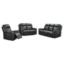 3-2-1 Seater Electric Leather/PVC Black Recliner Set-2