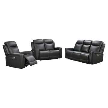 3-2-1 Seater Electric Leather/PVC Black Recliner Set - 0