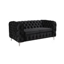 3+2 Seater Sofa Classic Button Tufted Lounge in Black Velvet Fabric with Metal Legs-3