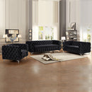 3+2+1 Seater Sofa Classic Button Tufted Lounge in Black Velvet Fabric with Metal Legs-1