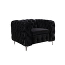 3+2+1 Seater Sofa Classic Button Tufted Lounge in Black Velvet Fabric with Metal Legs-4