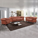 1 Seater 2 Seater 3 Seater Brown Sofa Lounge Set Button Tufted in Faux Leather-1