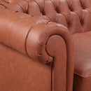 1 Seater 2 Seater 3 Seater Brown Sofa Lounge Set Button Tufted in Faux Leather-5