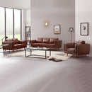 3+2+1 Seater Sofa Brown Leather Lounge Set for Living Room Couch with Wooden Frame-2