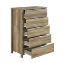Tallboy with 5 Storage Drawers Natural Wood like MDF in Oak Colour-3