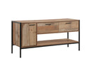 TV Cabinet with 2 Storage Drawers Cabinet Natural Wood Like Particle board Entertainment Unit in Oak colour-1