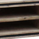 TV Cabinet with 2 Storage Drawers Cabinet Solid Acacia Wooden Entertainment Unit in Sliver Bruch Colour-4