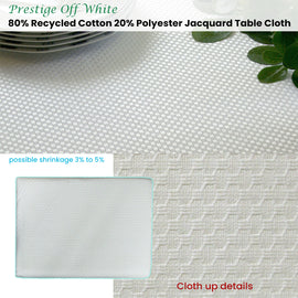 Invitation Prestige Cotton Rich Jacquard Off White Table Cloth 160 x 220 cm - 0