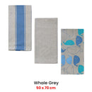 Home Oasis Set of 3 Printed Cotton Rich Tea Towels 50 x 70 cm Whale Grey-2
