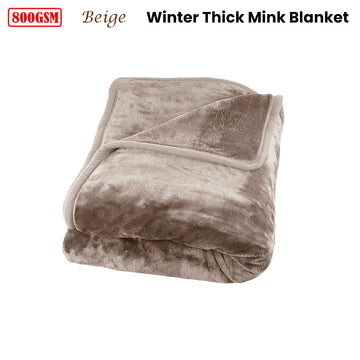J Elliot Home 800GSM Luxury Winter Thick Mink Blanket Beige King - 0