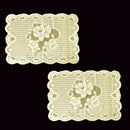 Floral Cream Set of 2 Polyester Lace Table Doilies 30 x 45 cm-1