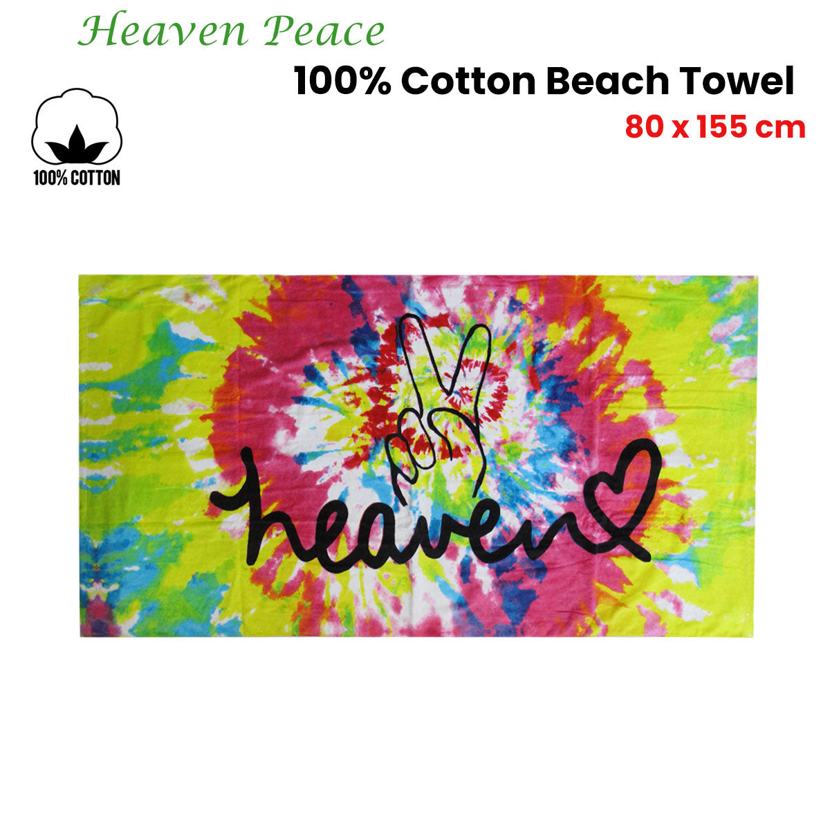 Heaven Peace 100% Cotton Beach Towel 80 x 155 cm - 0