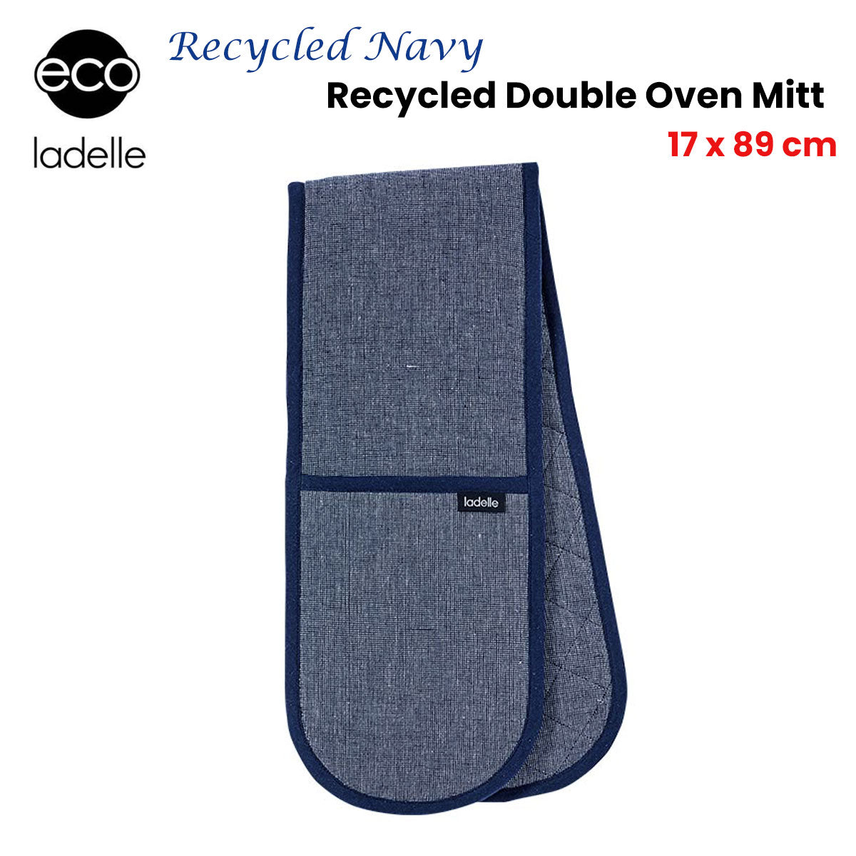 Ladelle Eco Recycled Navy Double Oven Mitt 17 x 89 cm - 0