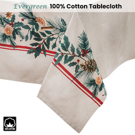 Ladelle 100% Cotton Evergreen Festive Christmas Holiday Tablecloth 150 x 300 cm - 0