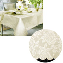 Jacquard Damask Design with Scalloped Edging Table Cloth Cream 140 x 180 cm-1