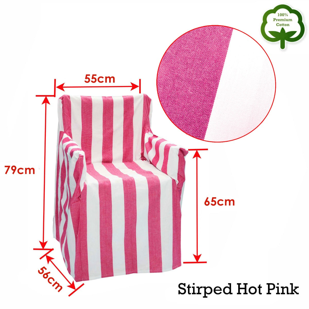 Rans Alfresco 100% Cotton Director Chair Cover - Striped Hot Pink - 0