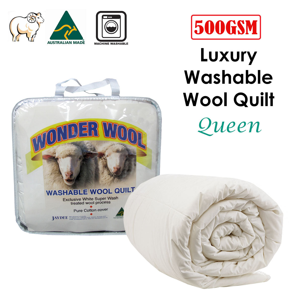 500GSM Washable Wool Quilt Queen - 0