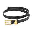Genuine leather with Crocodile pattern pin buckle thin belt jeans belt for women (Black)-1