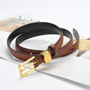 Genuine leather with Crocodile pattern pin buckle thin belt jeans belt for women (Black)-3
