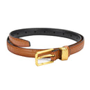 Genuine leather with Crocodile pattern pin buckle thin belt jeans belt for women (Light Brown)-1