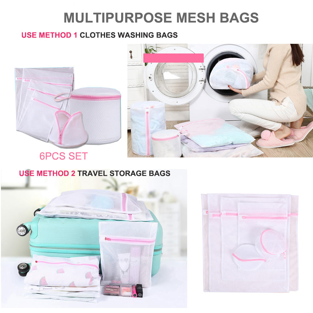 Washing Bag Pack Set Of 6 Laundry Bags Mesh Lingerie Delicate clothes Wash Bags - 0