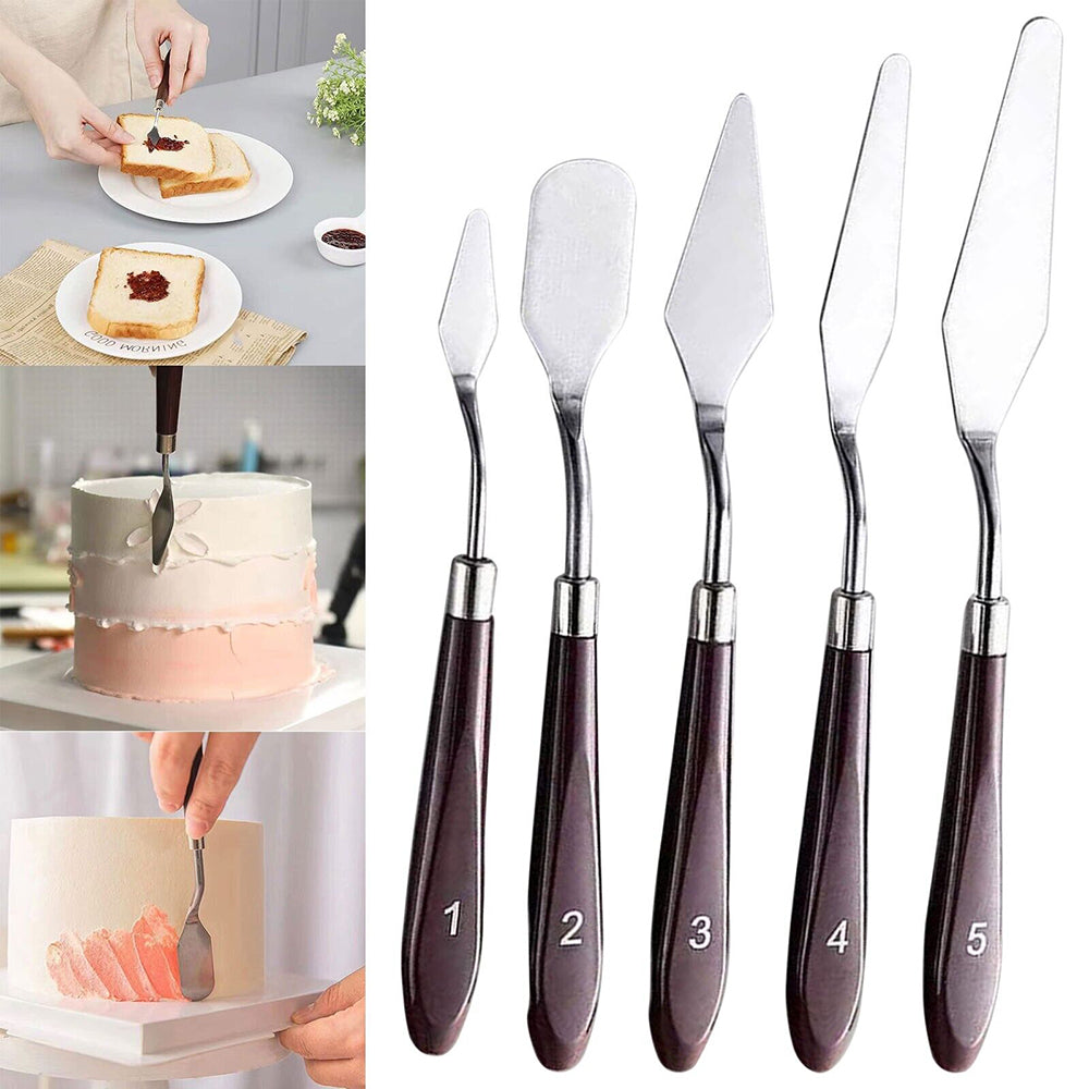 Cake Cream Spatula 5 Pcs/Set Stainless Steel Frosting Spatula Baking Pastry Tools - 0