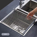 Kitchen Roll-Up Dish Drying Rack Foldable Drainer Over Sink 304-Stainless Steel(Large:47*37cm)-3